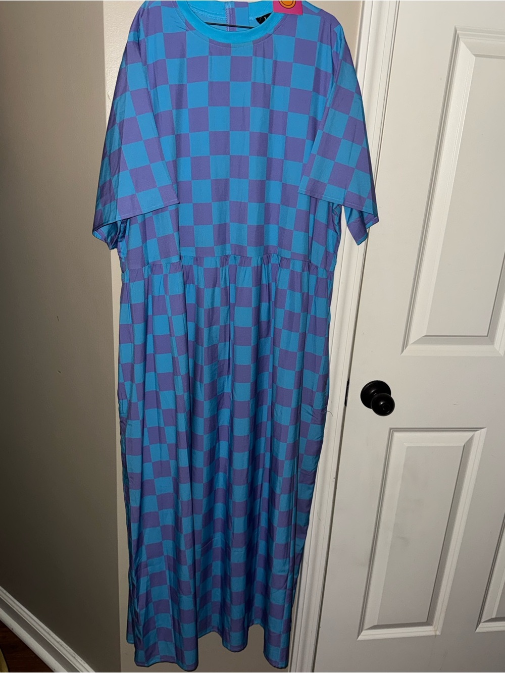 Dressed in LALA Blue and Purple oversized Checkerboard Maxi Dress